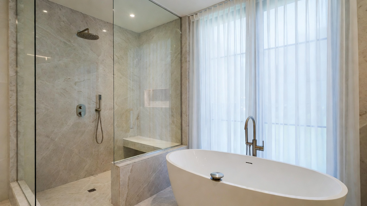 Luxury bathroom with freestanding tub